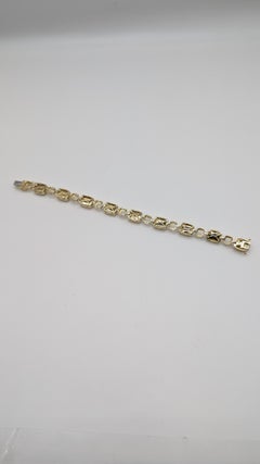 Prächtiges Armband aus 14K Gelbgold mit weißem Opal und Diamanten