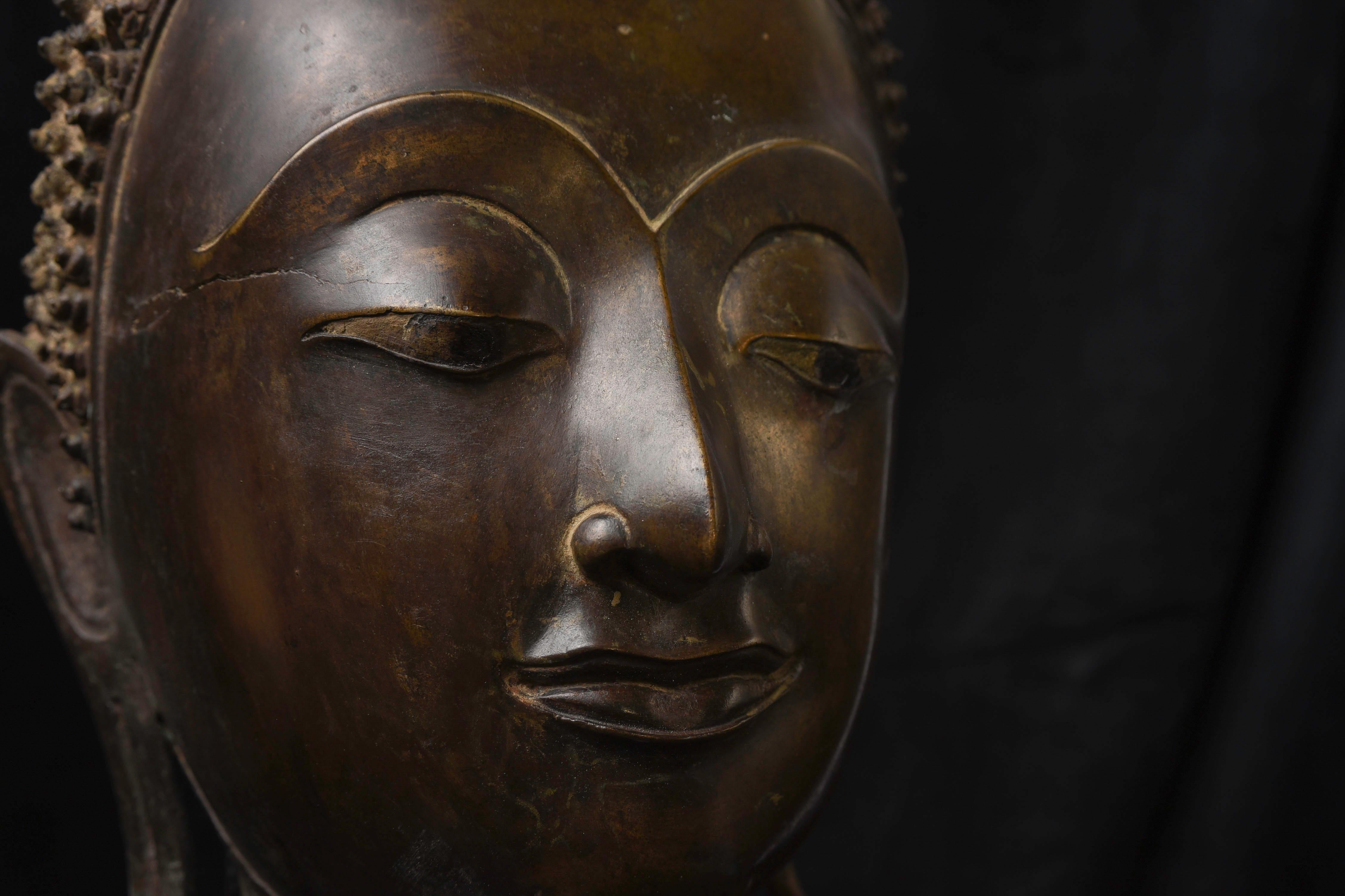 Magnificent 15thc Thai Buddha Partial Head, from a High-Level or Royal Foundry For Sale 14