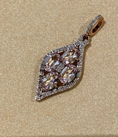 Magnificent 1.60ct Morganite & Diamond Flower Shaped Pendant in 9K 9ct Rose Gold