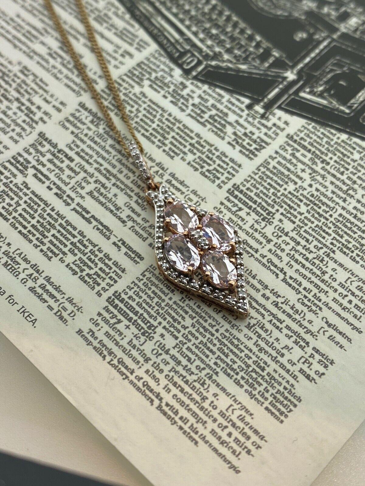 Oval Cut Magnificent 1.60ct Morganite & Diamond Flower Shaped Pendant in 9K 9ct Rose Gold For Sale