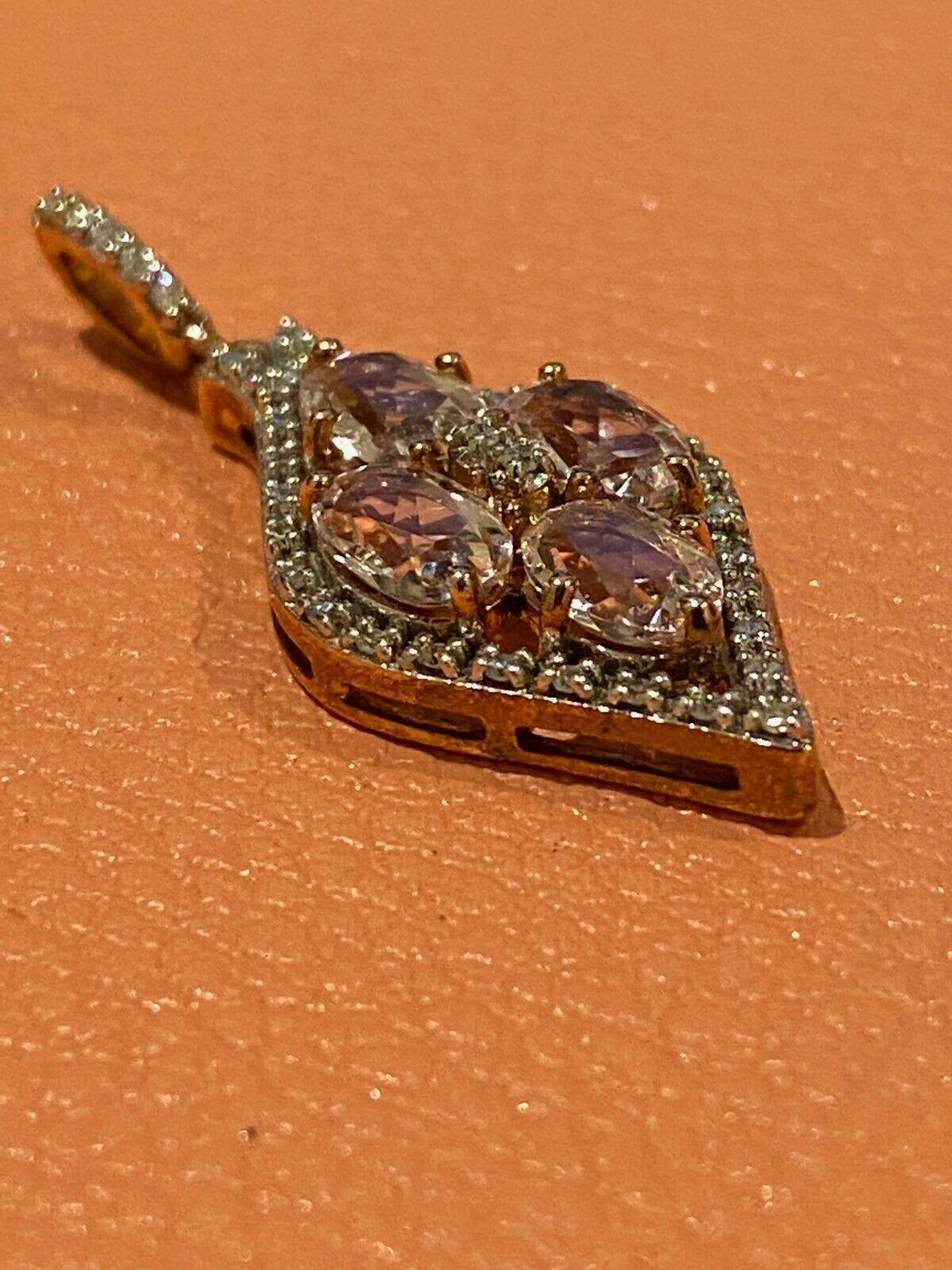 Women's Magnificent 1.60ct Morganite & Diamond Flower Shaped Pendant in 9K 9ct Rose Gold For Sale