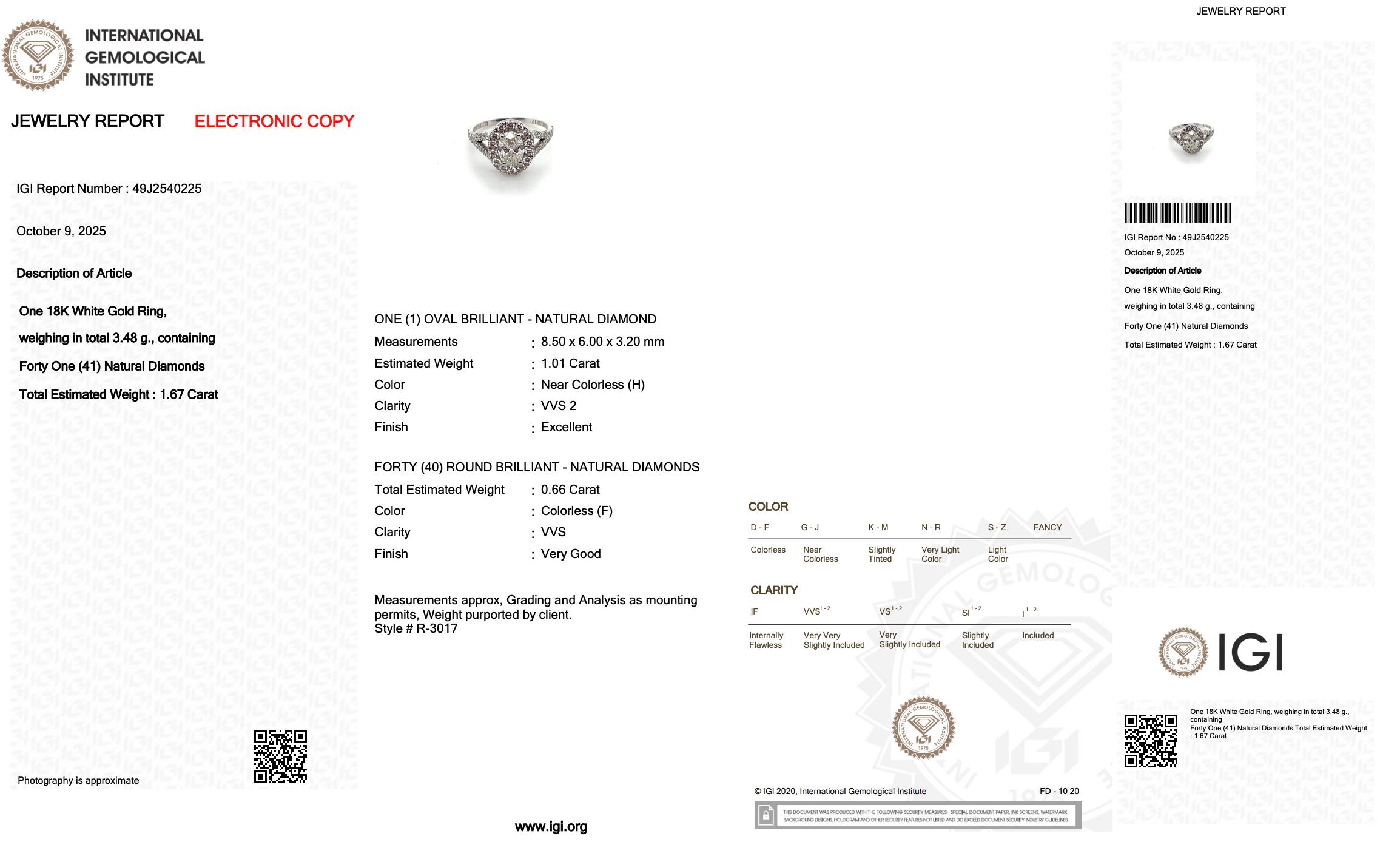 Prächtiger 1,67ct Diamanten Halo Ring in 18k Weißgold - IGI zertifiziert Damen im Angebot