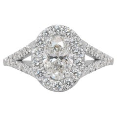 Magnificent 1.67ct Diamonds Halo Ring in 18k White Gold - IGI Certified