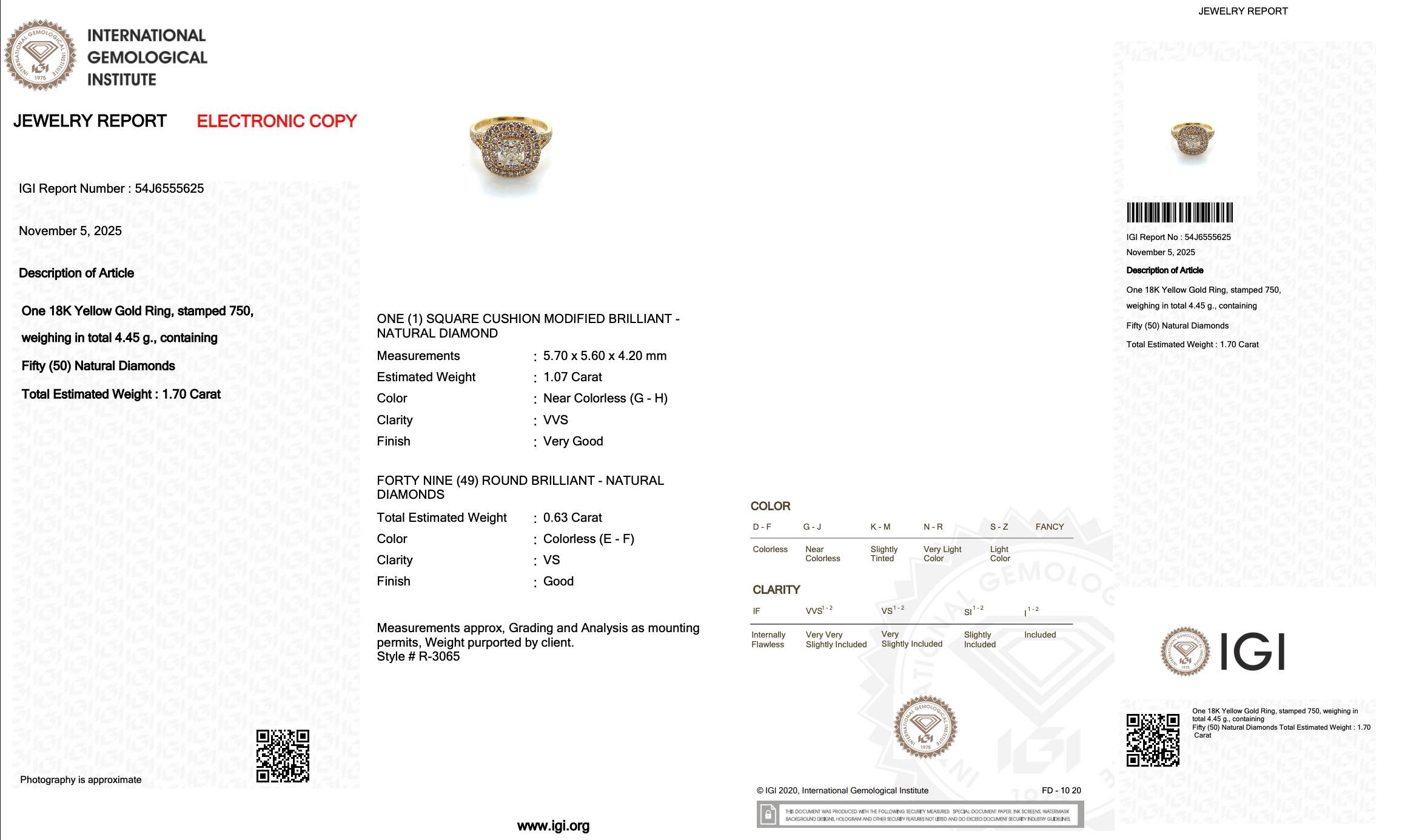 Donna Magnifico anello con doppia aureola di diamanti da 1,70 carati in oro giallo 18 carati - Certificato IGI in vendita