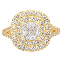 Magnificent 1.70ct Diamonds Double Halo Ring in 18k Yellow Gold - IGI Certified