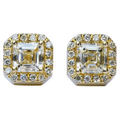 Magnificent 1.74ct Diamond Stud Earrings in 18k Yellow Gold - GIA Certified 