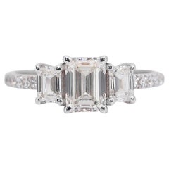 Magnificent 1.76ct Diamonds 3-Stone Ring in 18k White Gold - GIA Certified