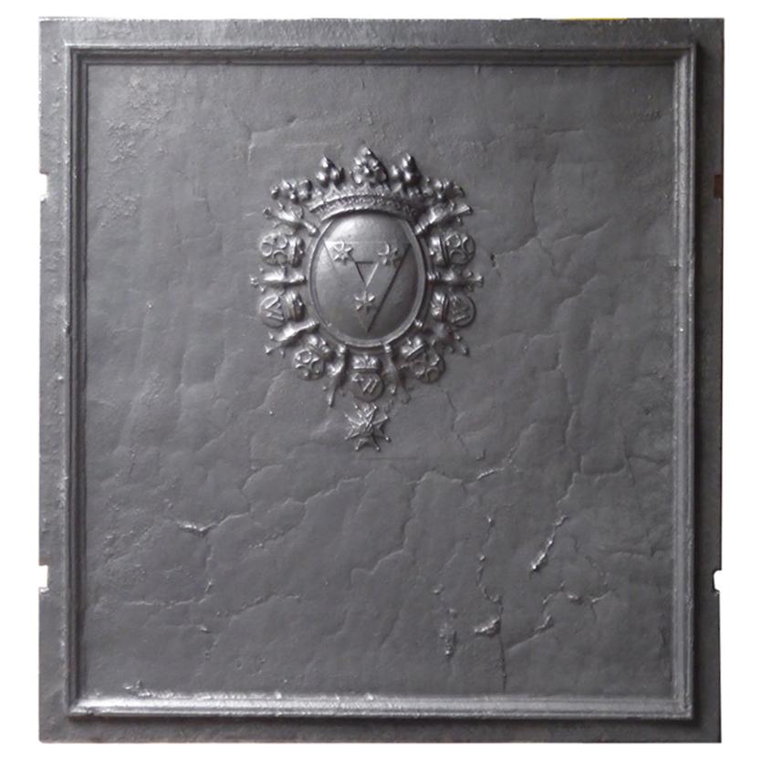 Magnificent 17th-18th C. French Louis XIV 'Coat of Arms' Fireback / Backsplash For Sale