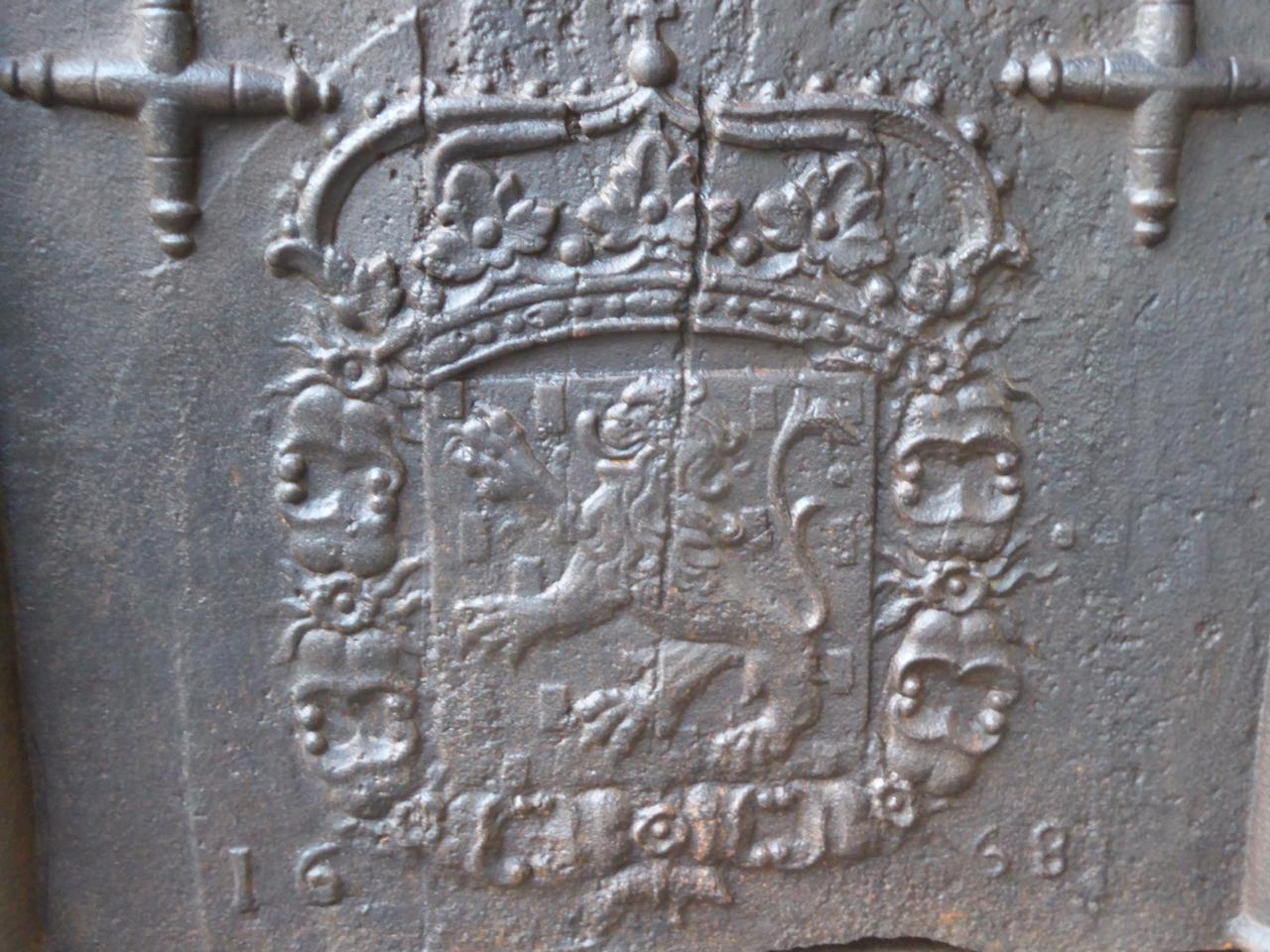 Cast Magnificent 17th Century Fireback with Arms of Orange-Nassau