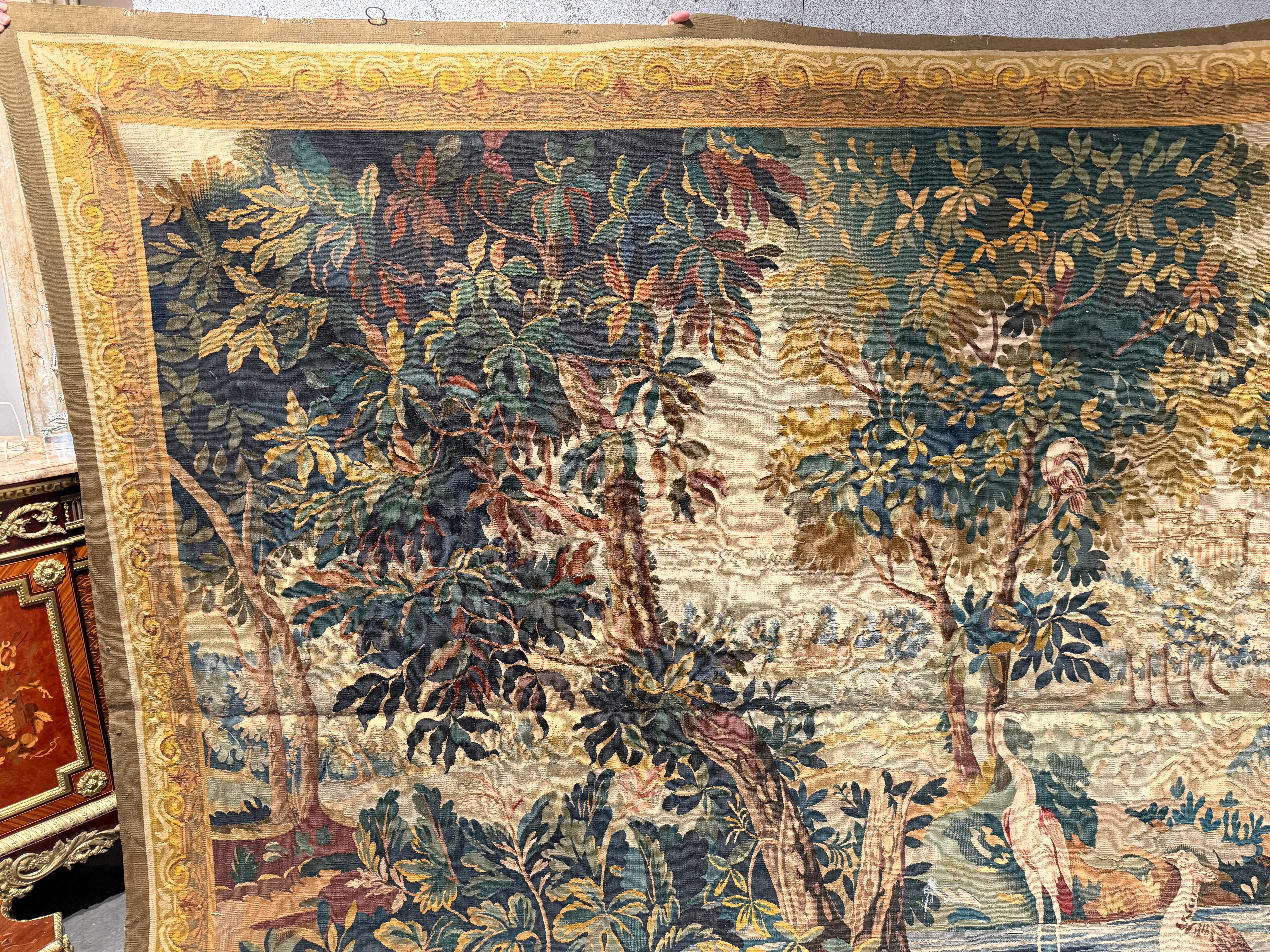 Baroque Magnificent 17th-Century Gobelin Tapestry – “Landscape with Peacocks” For Sale