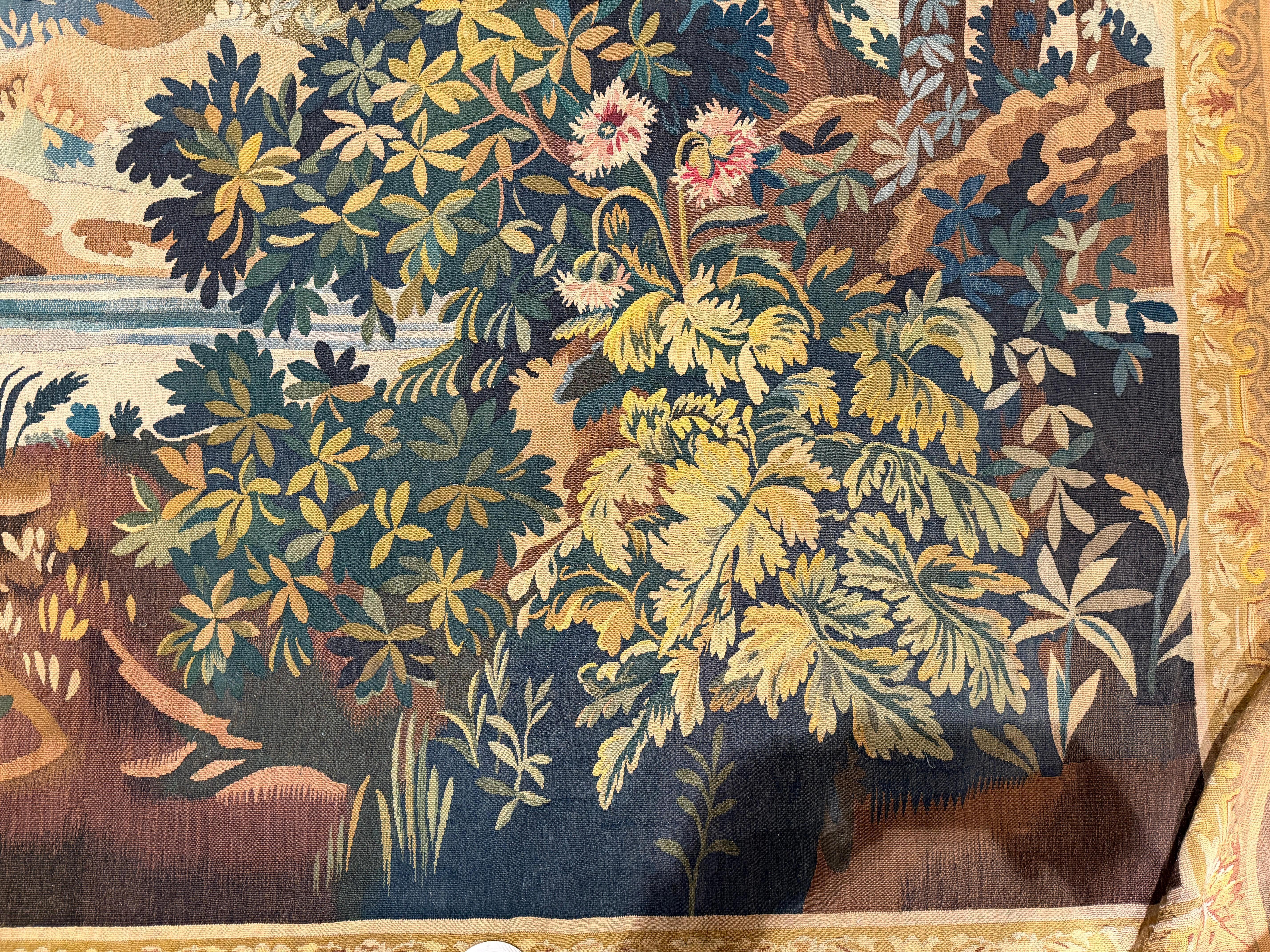 Magnificent 17th-Century Gobelin Tapestry – “Landscape with Peacocks” In Good Condition For Sale In Berlin, DE