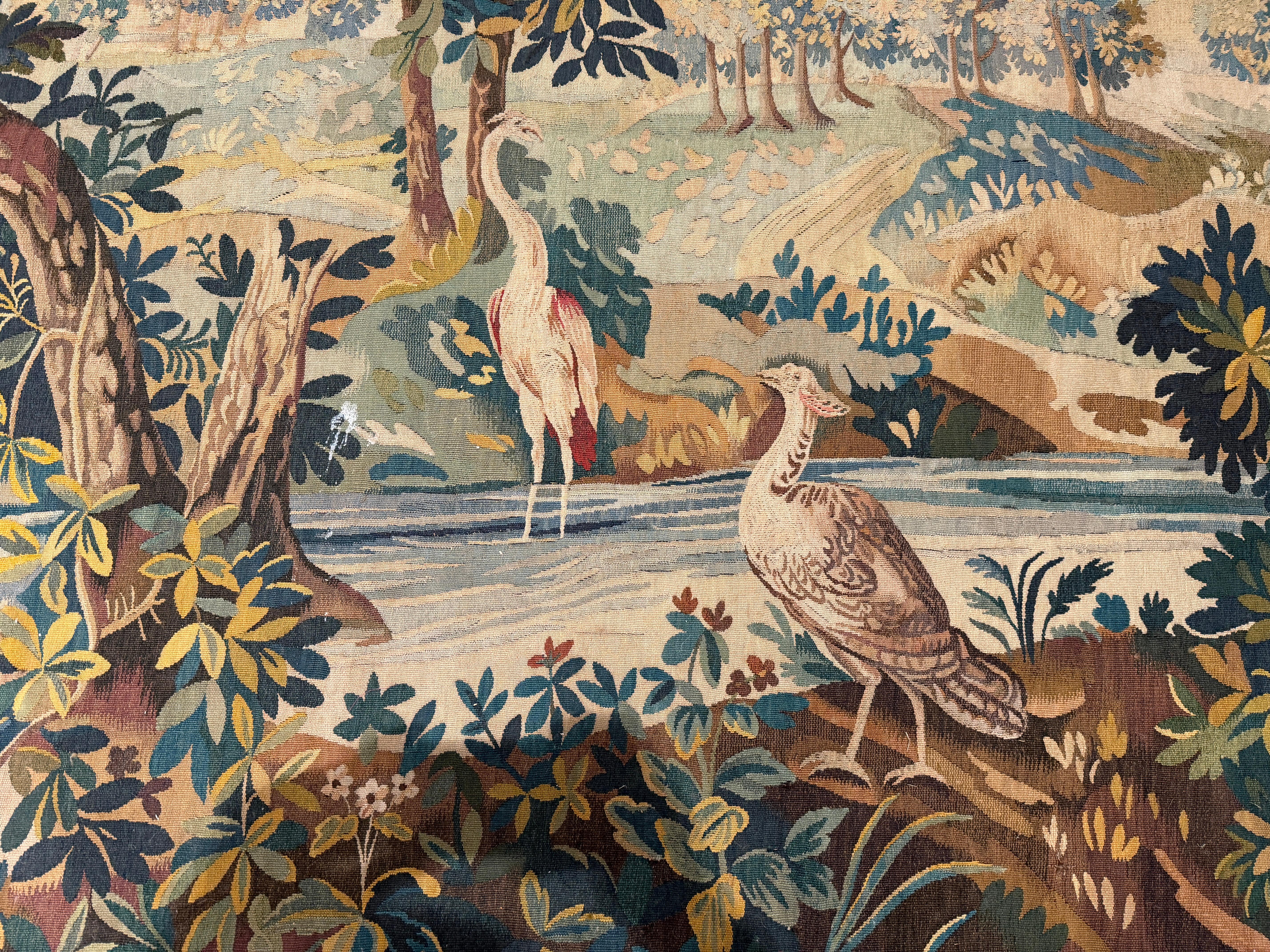 18th Century and Earlier Magnificent 17th-Century Gobelin Tapestry – “Landscape with Peacocks” For Sale