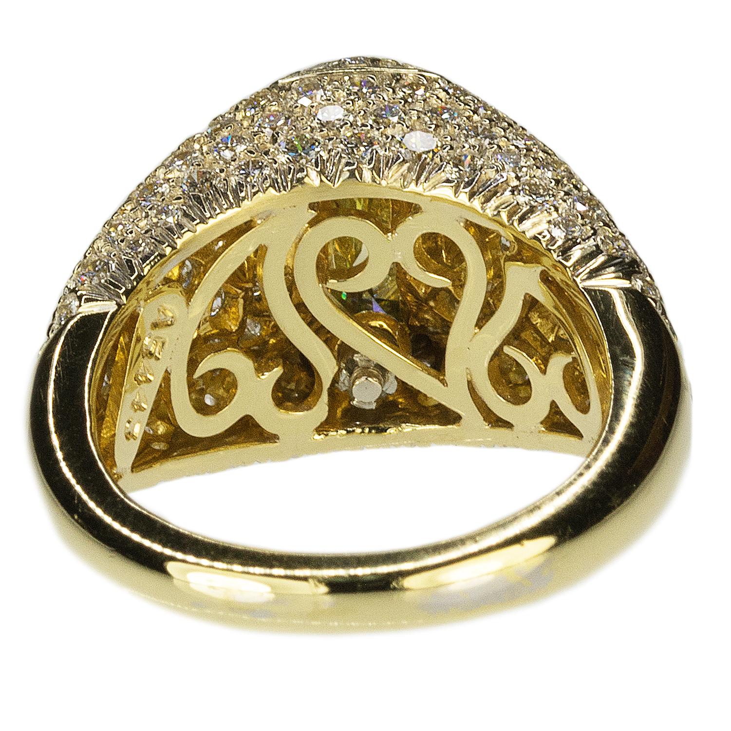 Women's or Men's Magnificent 18 Karat Henry Dunay Fancy Vivid Yellow Diamond Ring