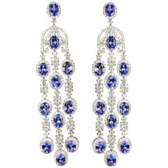 Magnifiques boucles d'oreilles chandelier en tanzanite 18 carats