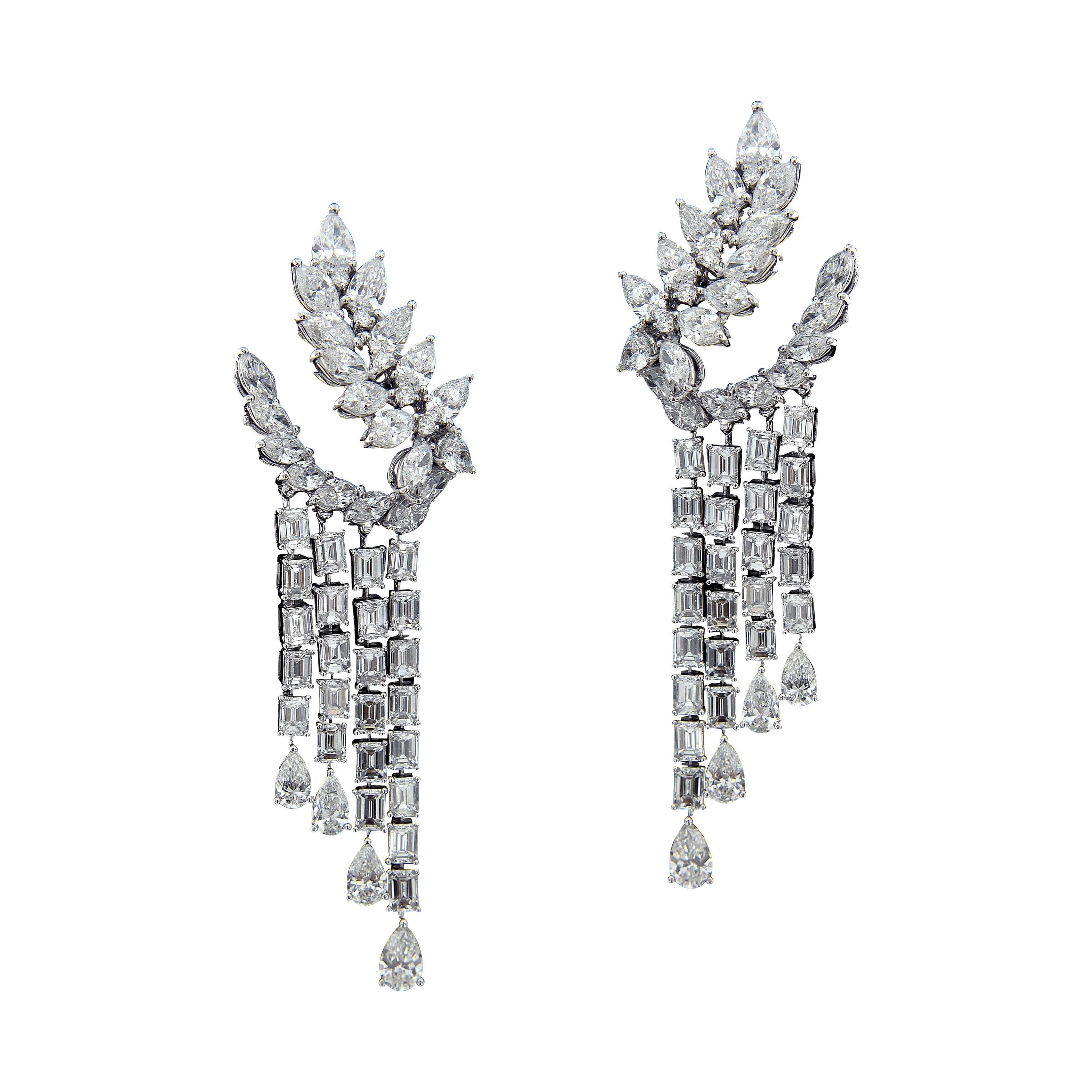 Magnificent 18 Karat White Gold and Diamond Earrings For Sale