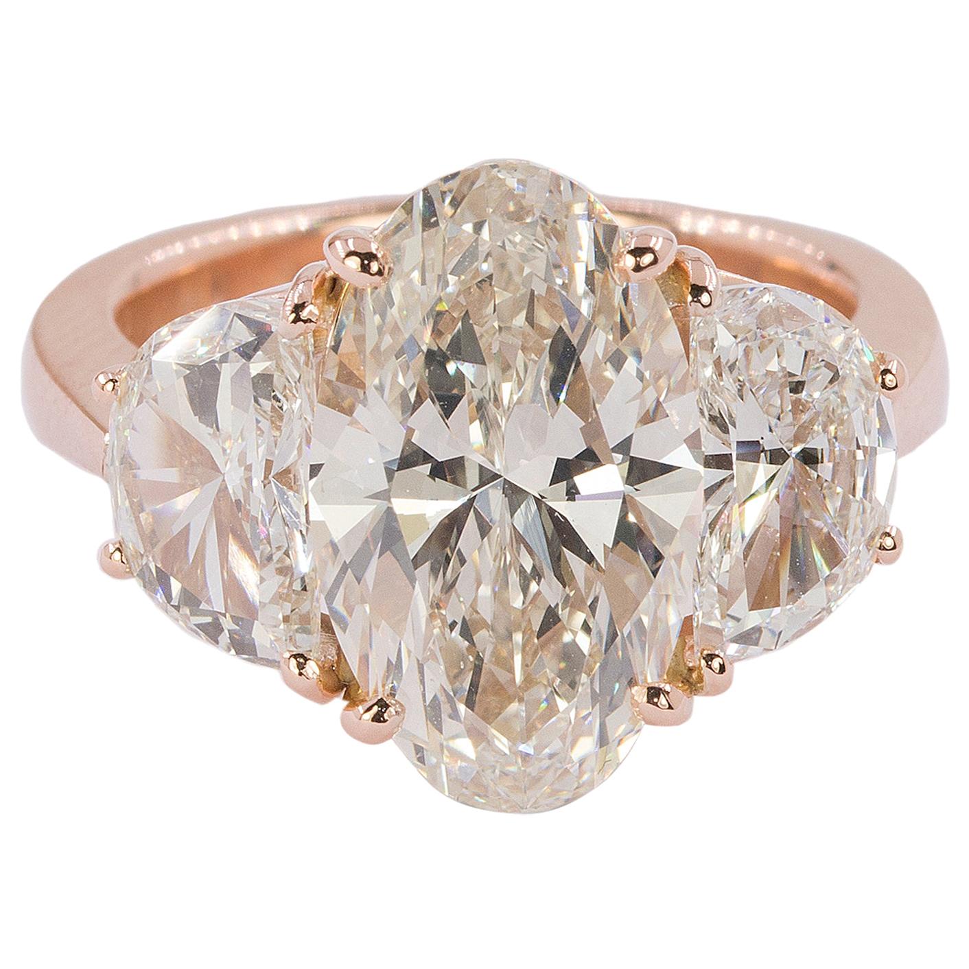 Magnificent 18k Rose Gold 6.73 Total Weight Diamond Ring