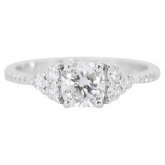 Magnifique bague en or blanc 18 carats pavée de diamants naturels de 1,30 carat, certifiée IGI