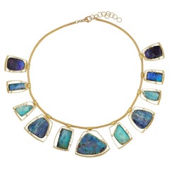 Magnificent 18K Yellow Gold, Boulder Opal, Diamond Necklace by Barbara Heinrich