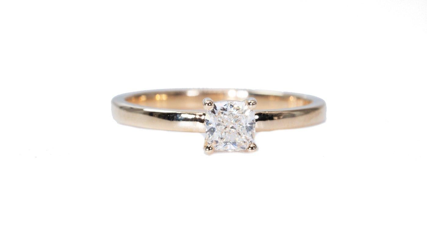 Magnificent 18k Yellow Gold Solitaire Ring 1ct Natural Diamond GIA Certificate For Sale 2