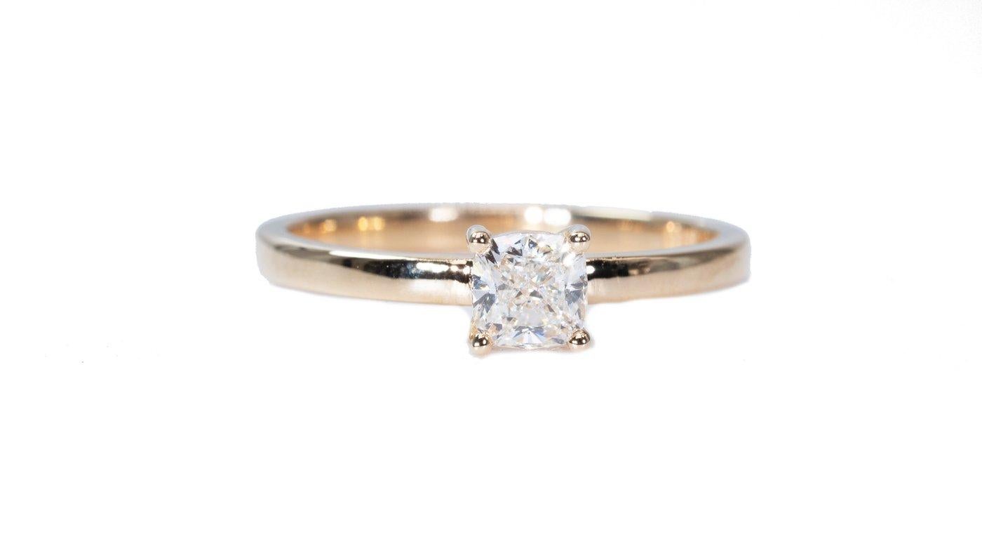Magnifique bague solitaire en or jaune 18 carats avec diamant naturel de 1 carat certifié GIA en vente 2