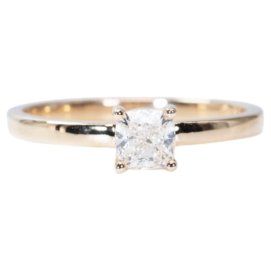 Magnificent 18k Yellow Gold Solitaire Ring 1ct Natural Diamond GIA Certificate For Sale