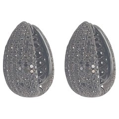 Magnificent 18kt Black Gold Earrings with 7.83 Ct Cognac and Black Diamonds