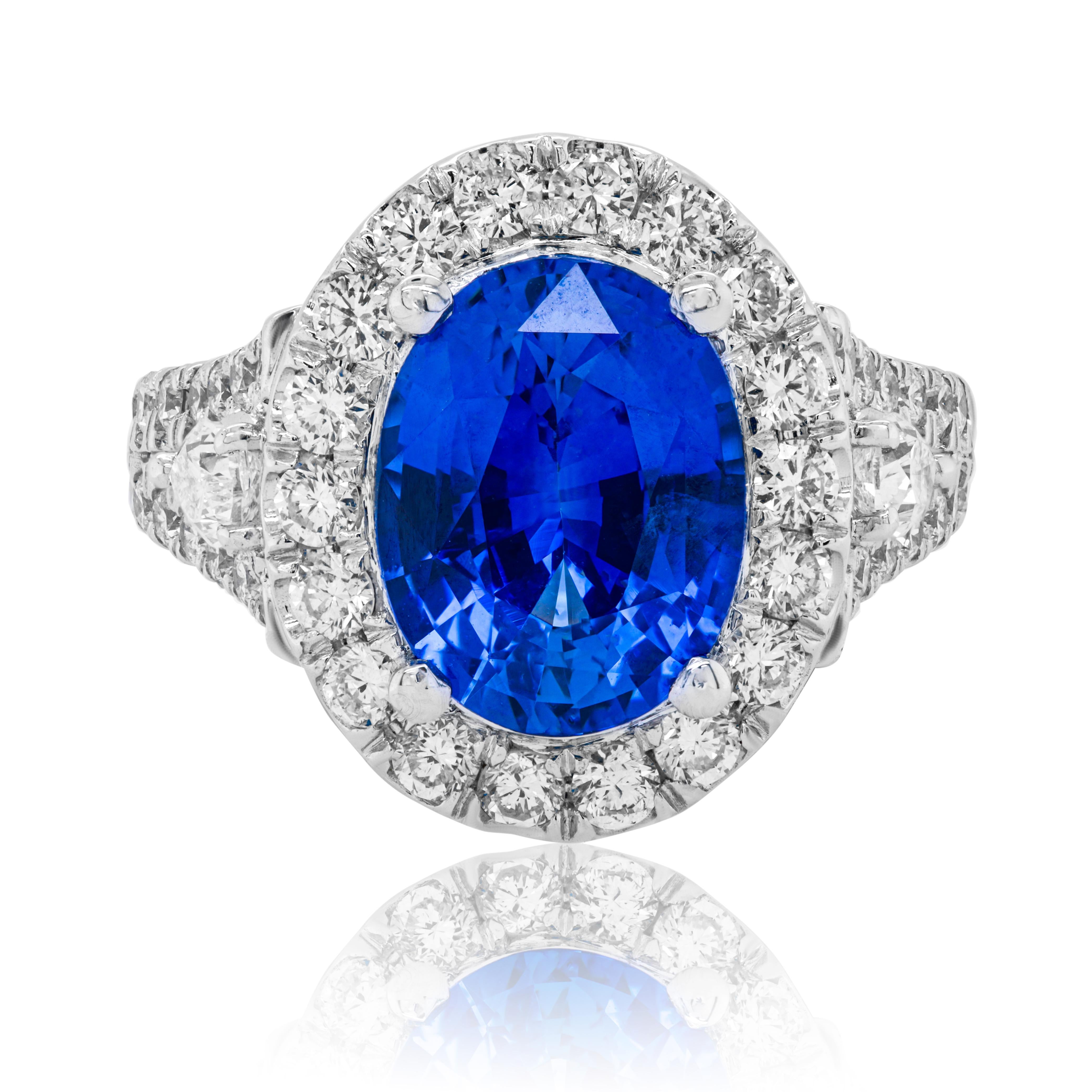sapphire ring with two diamonds