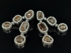 Magnificent 18kt Gold Chandelier Earrings with 13.22 Ct Natural Rough Diamonds