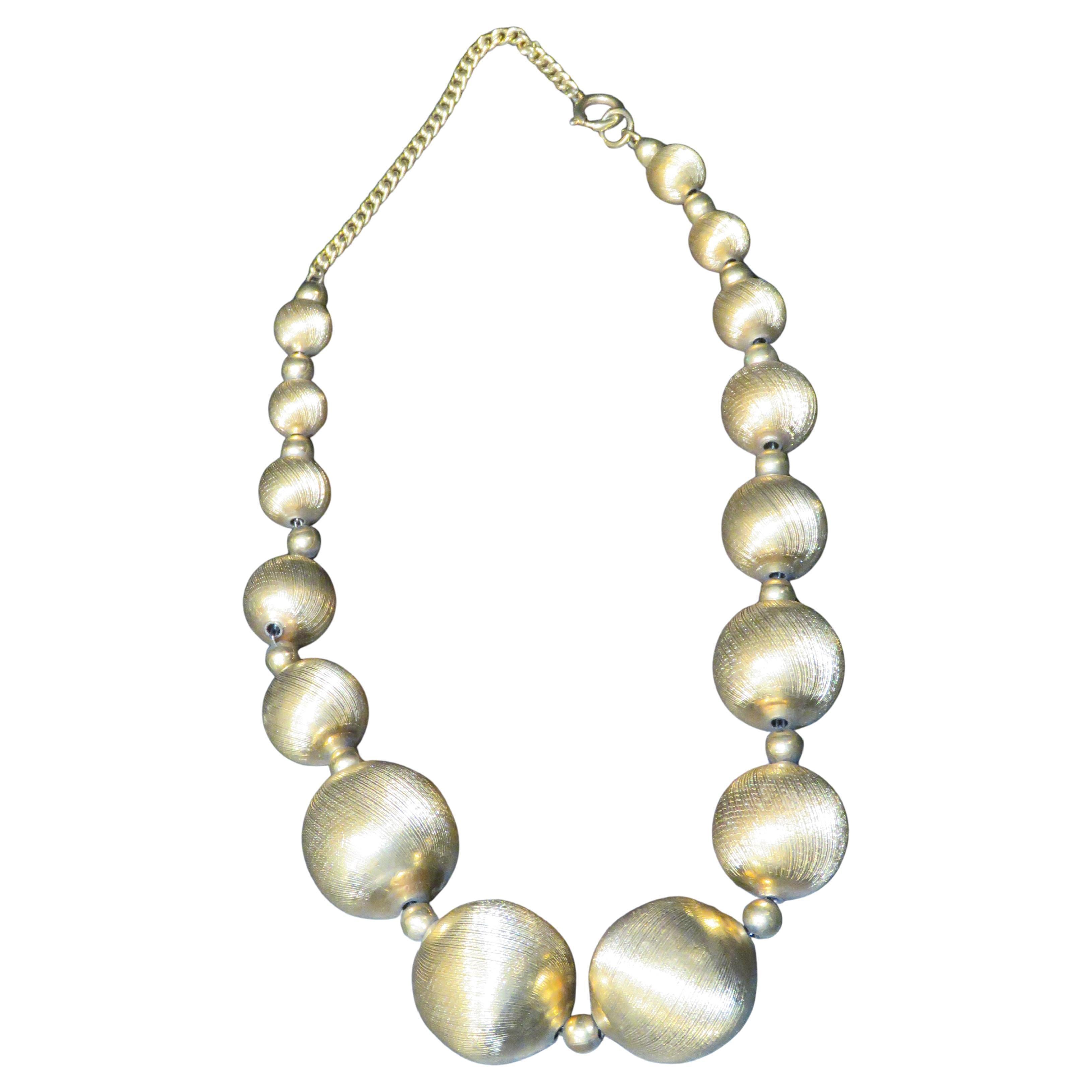 Magnificent 18KT Gold Overlaid Large Graduate Weave Design Golden Ball Necklace