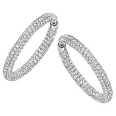 Magnificent 18 Karat White Gold Hoop Earrings with 22.6 Carat Diamonds