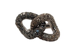 Magnificent 18kt White Gold Ring with 5.3ct Cognac & Black Diamonds, Black Rodiu