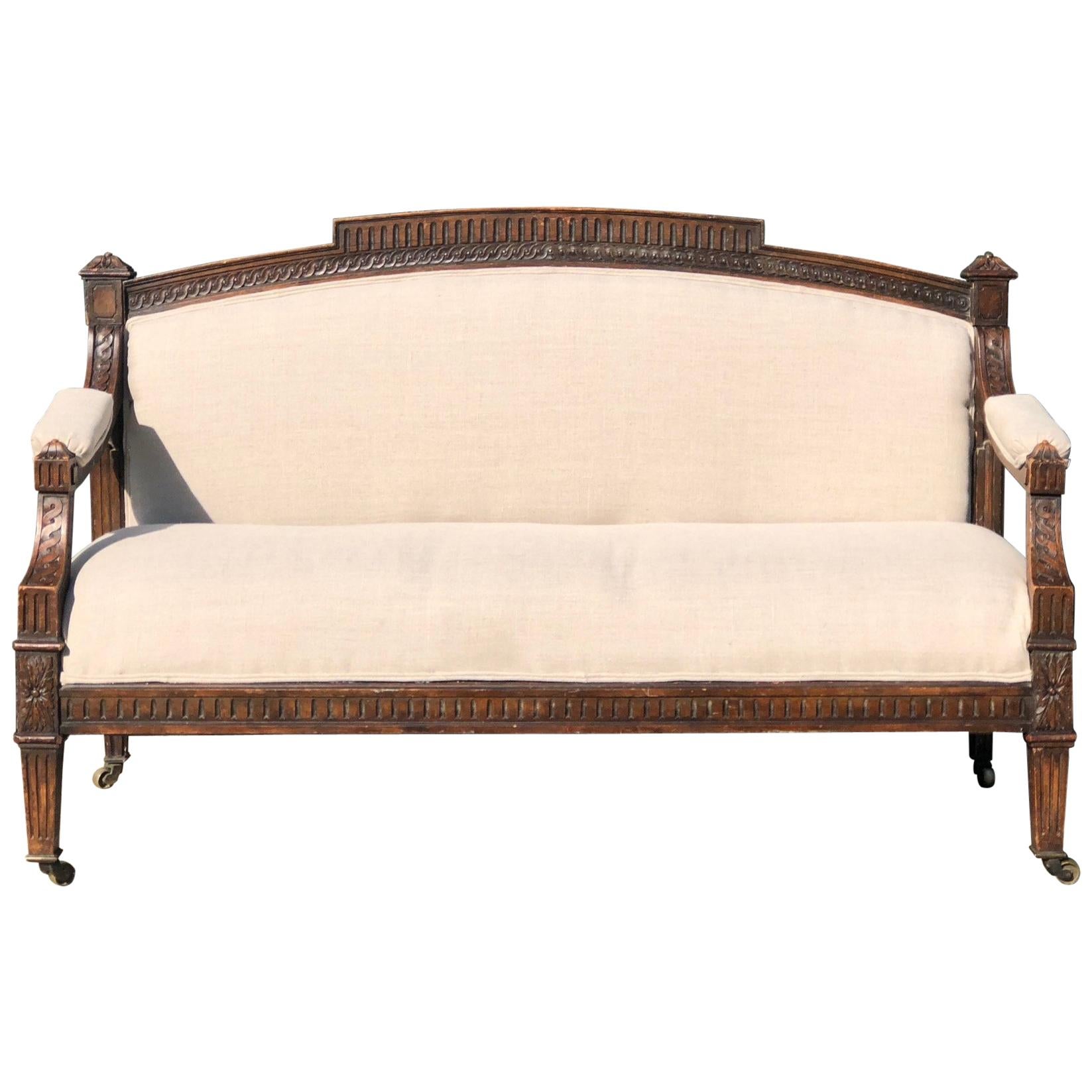 Magnificent 18th Century French Walnut Empire Sofa Loveseat Bench