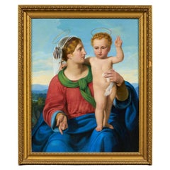 Magnificent 18th Century Italian School " Mary with Baby Jesus Blessing"