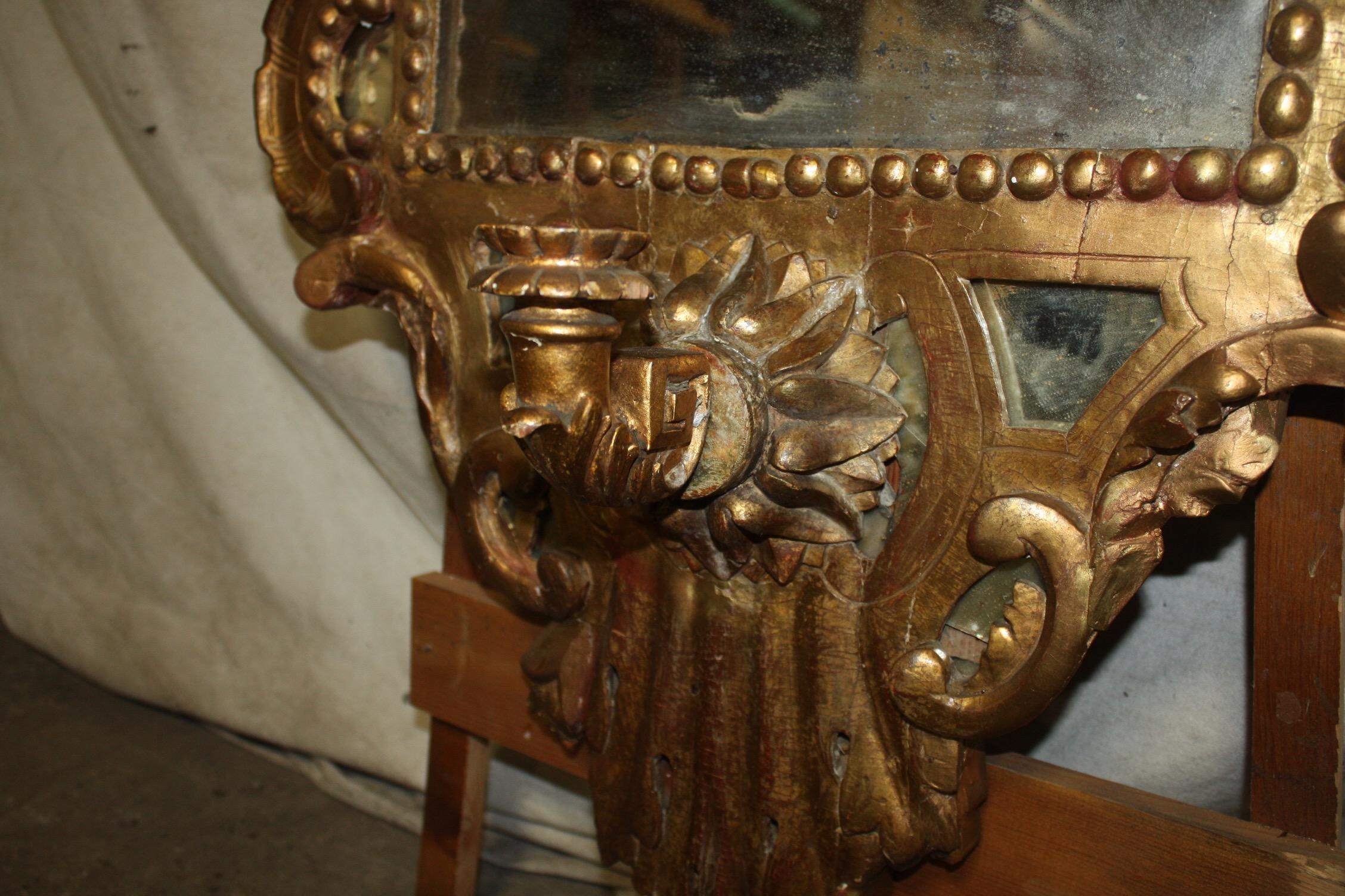 Magnificent 18th Century Italian Sconce-Mirror For Sale 3
