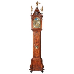 Magnificent 18th Century Striking Dutch Amsterdam Burl Walnut Longcase Clock