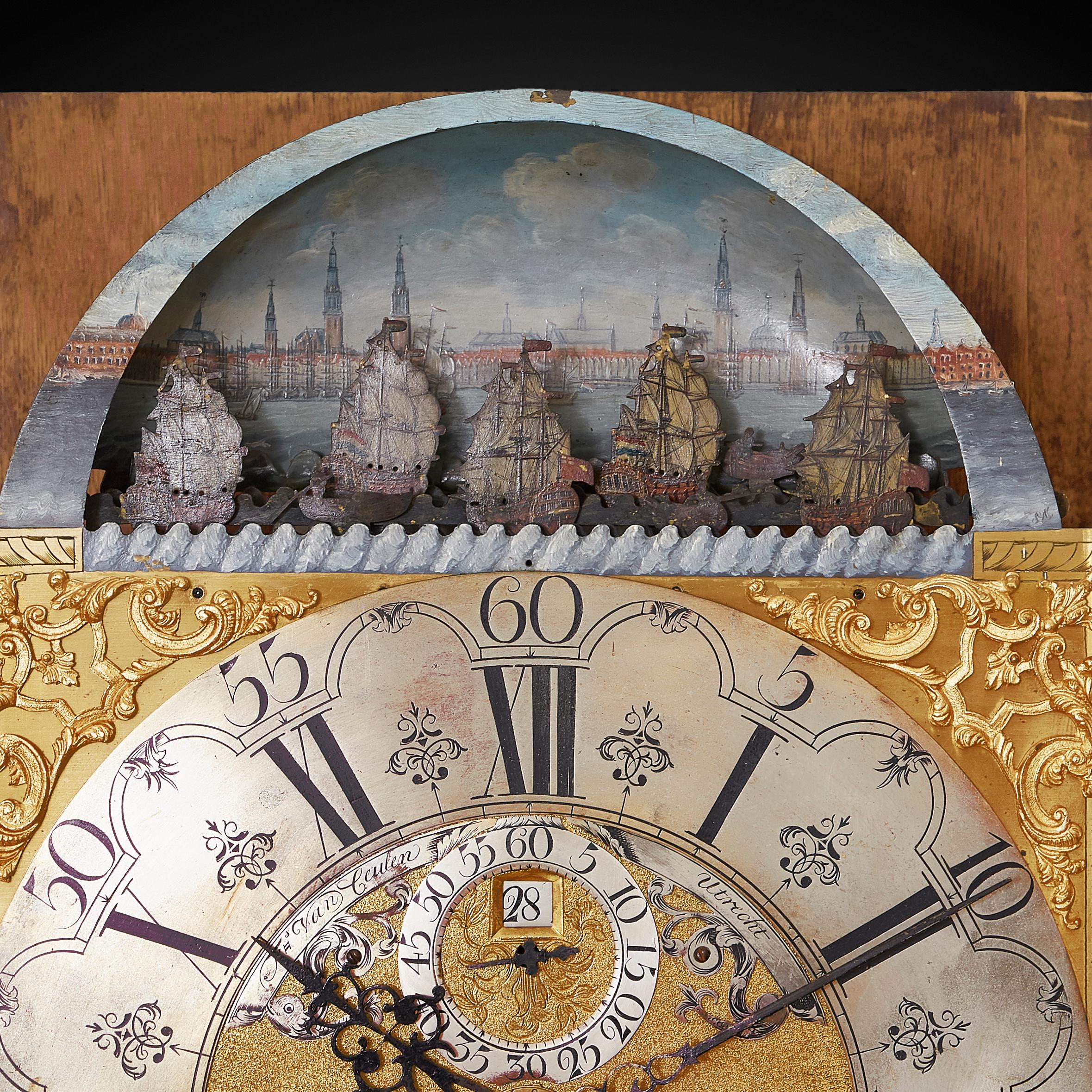 Magnificent 18th Century Striking Dutch Amsterdam Longcase Clock For Sale 2