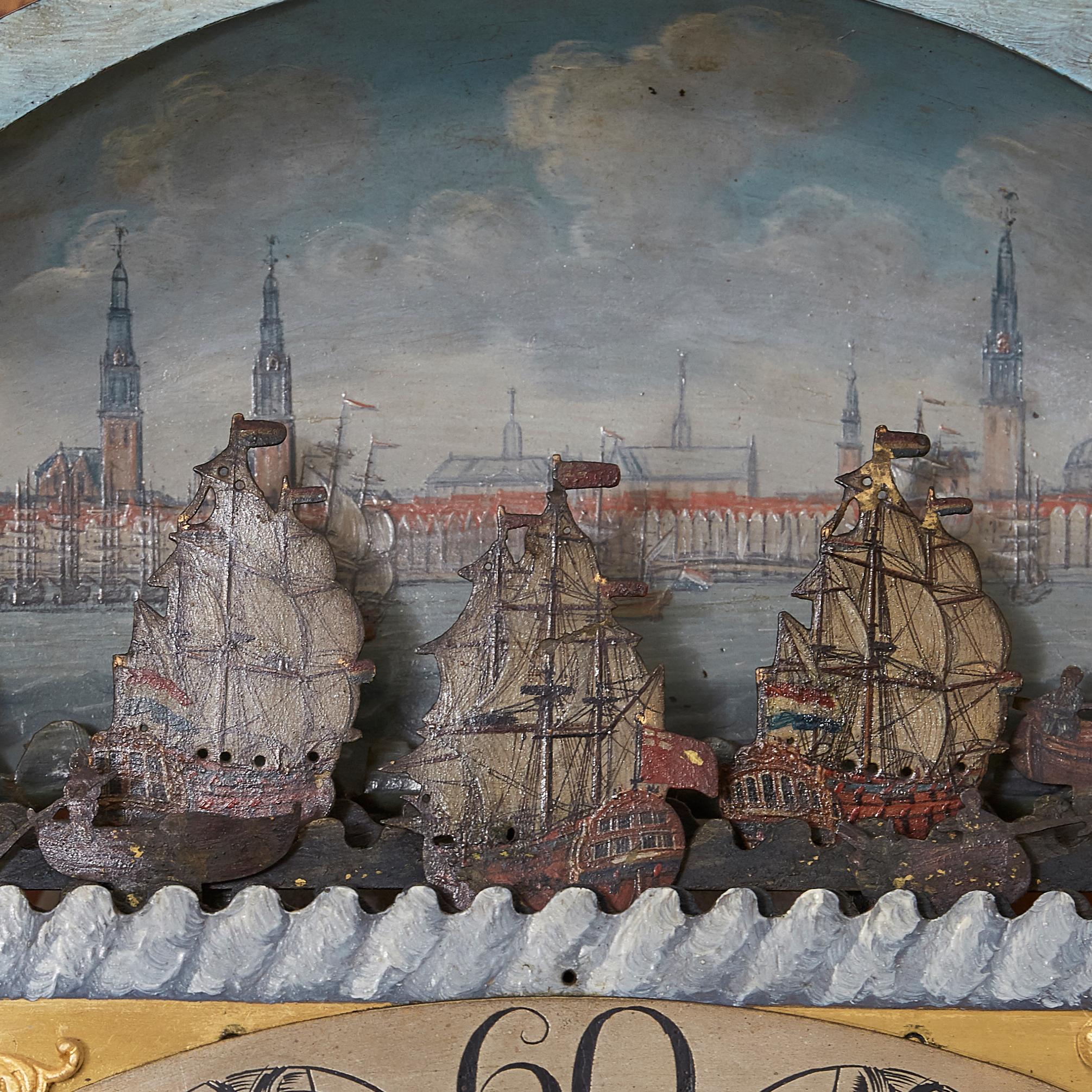 Magnifique horloge hollandaise à long boîtier du 18e siècle en vente 4