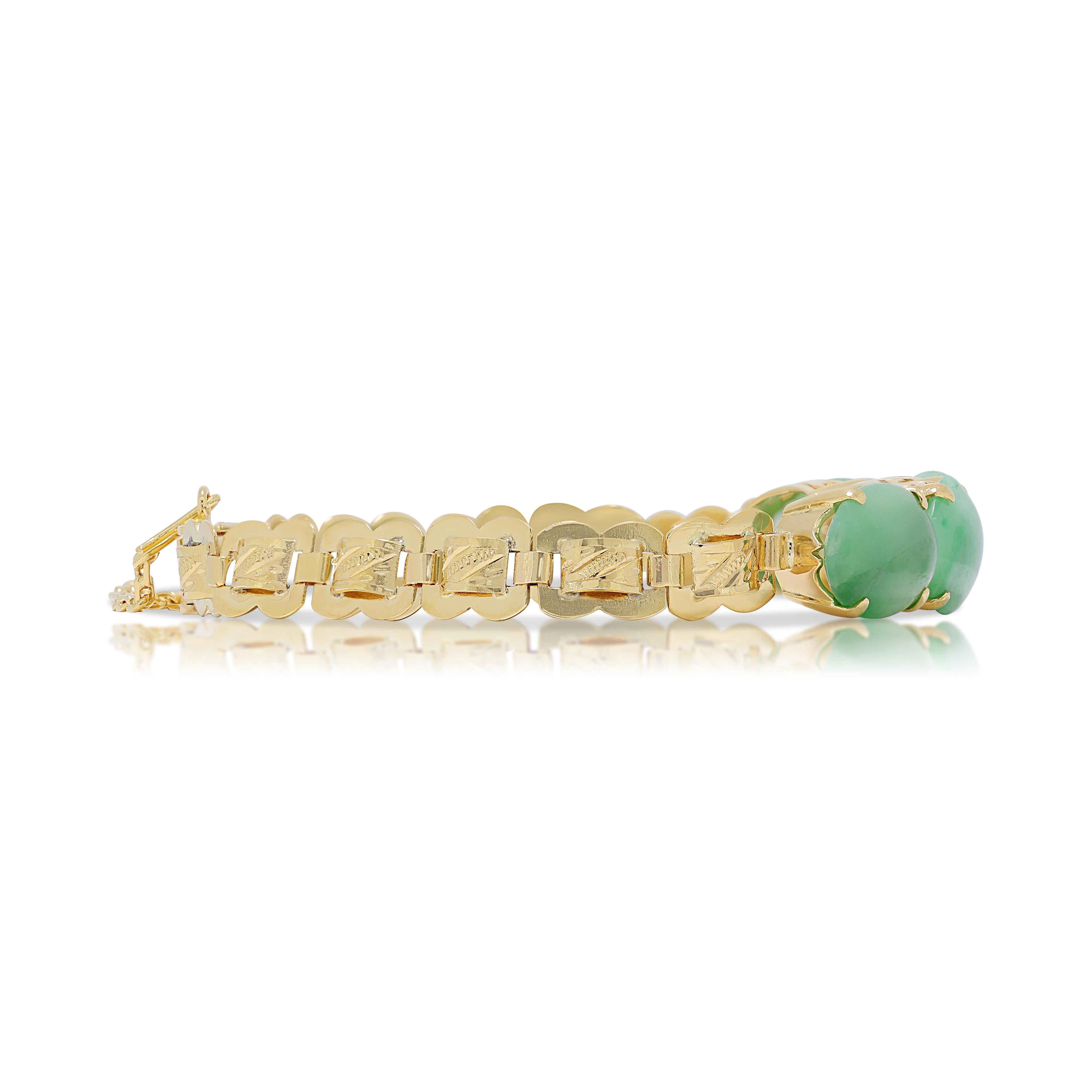 Women's Magnificent 19.17ct Jade-Cabochon Bracelet in 22k Yellow Gold