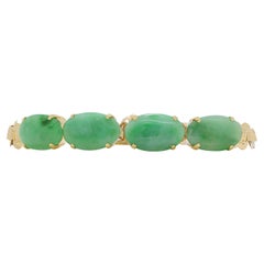 Magnificent 19.17ct Jade-Cabochon Bracelet in 22k Yellow Gold