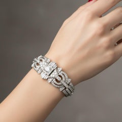 Magnificent 1930 French Art Deco Platinum Diamond Bracelet