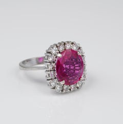 Magnificent 1950 6.50 Carat Ruby 1.60 Carat G VVS Diamond Solid Platinum Ring