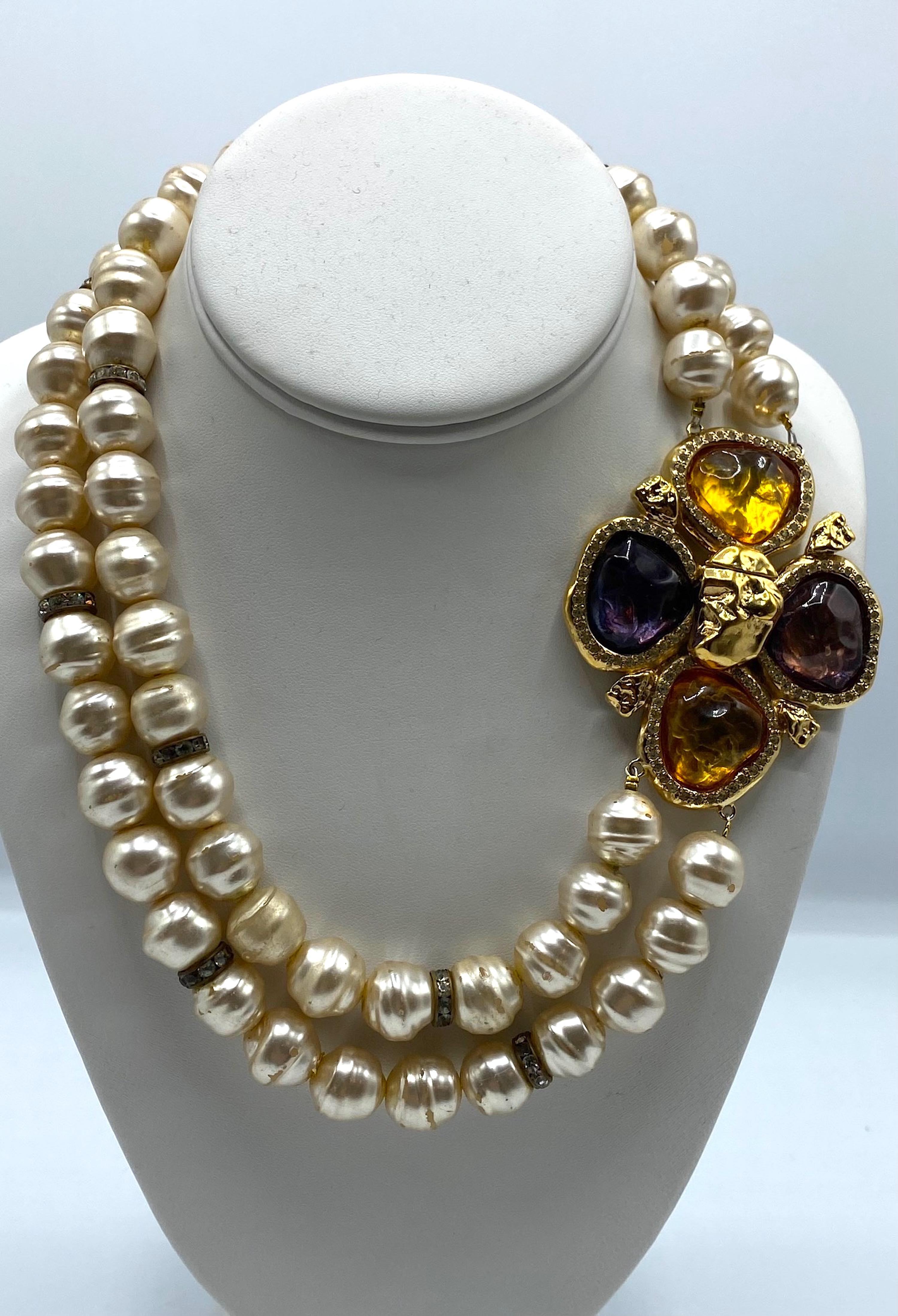 Magnifica collana di perle Yves Saint Laurent by Robert Goossens degli anni '80 in vendita 1