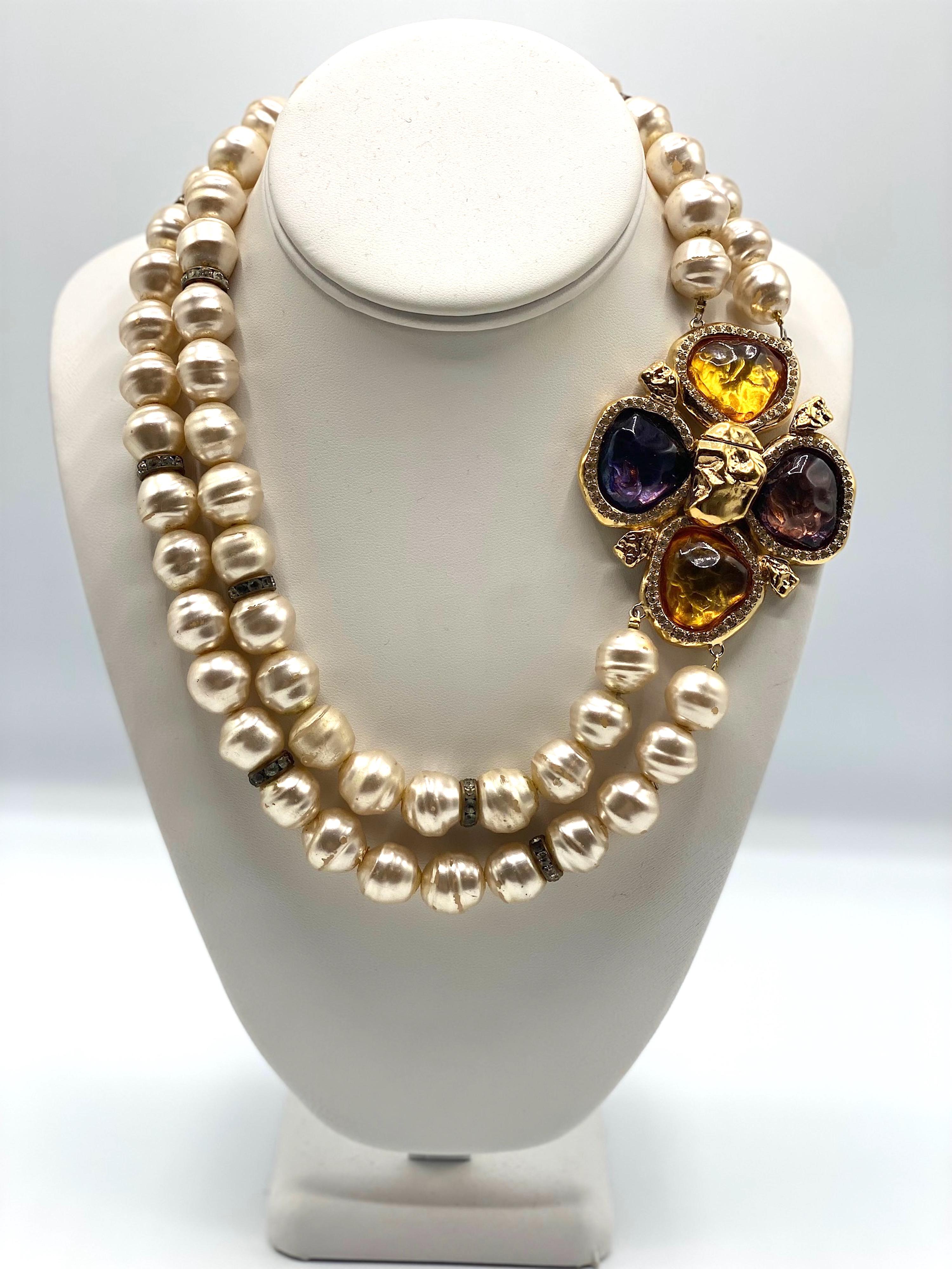 Magnifica collana di perle Yves Saint Laurent by Robert Goossens degli anni '80 in vendita 2