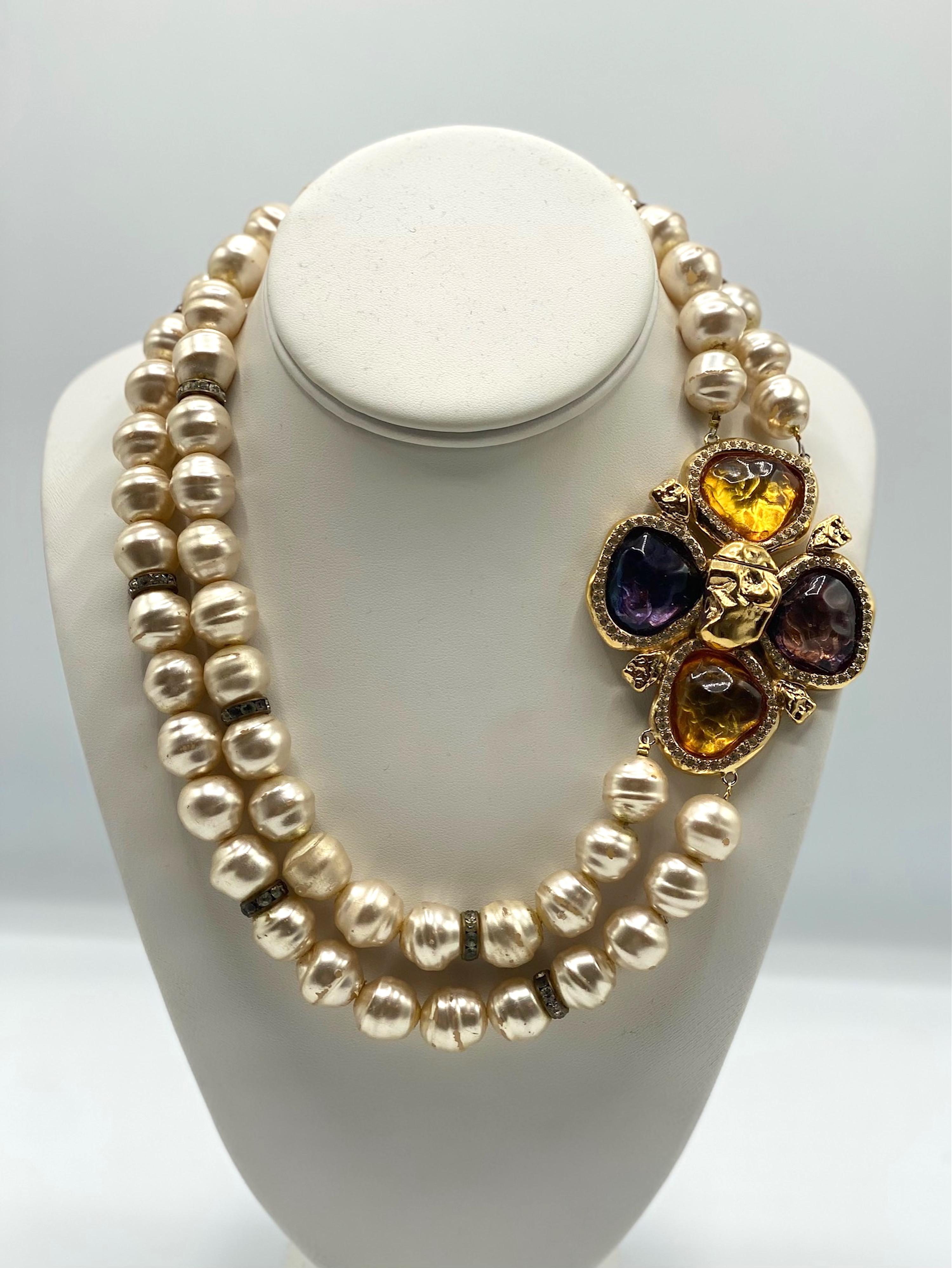 Magnifica collana di perle Yves Saint Laurent by Robert Goossens degli anni '80 in vendita 3