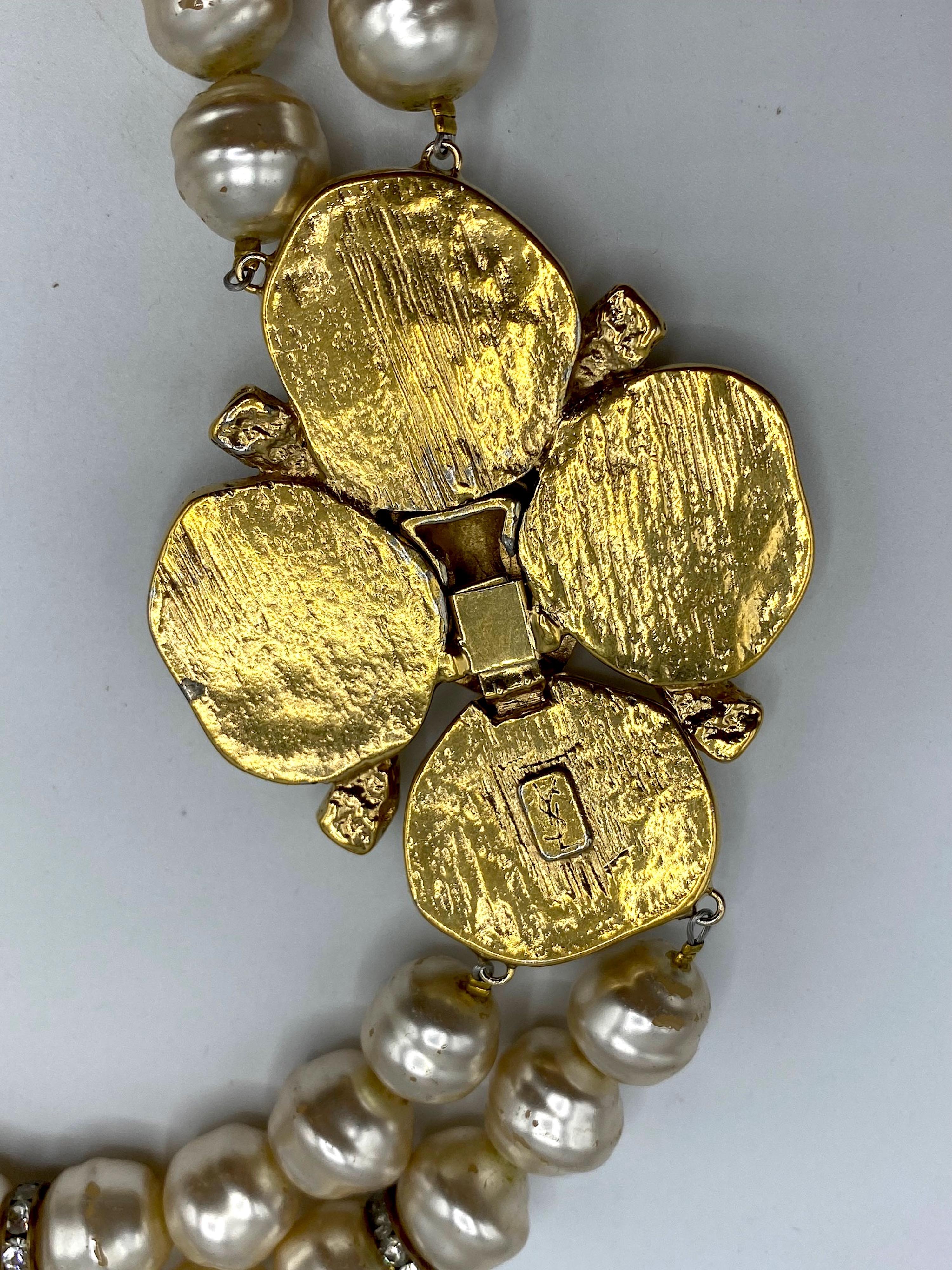 Magnifica collana di perle Yves Saint Laurent by Robert Goossens degli anni '80 in vendita 4