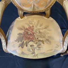 Magnificent 19th C Pair or Set of 4 Armchairs with Aubusson Tapestry Upholstery