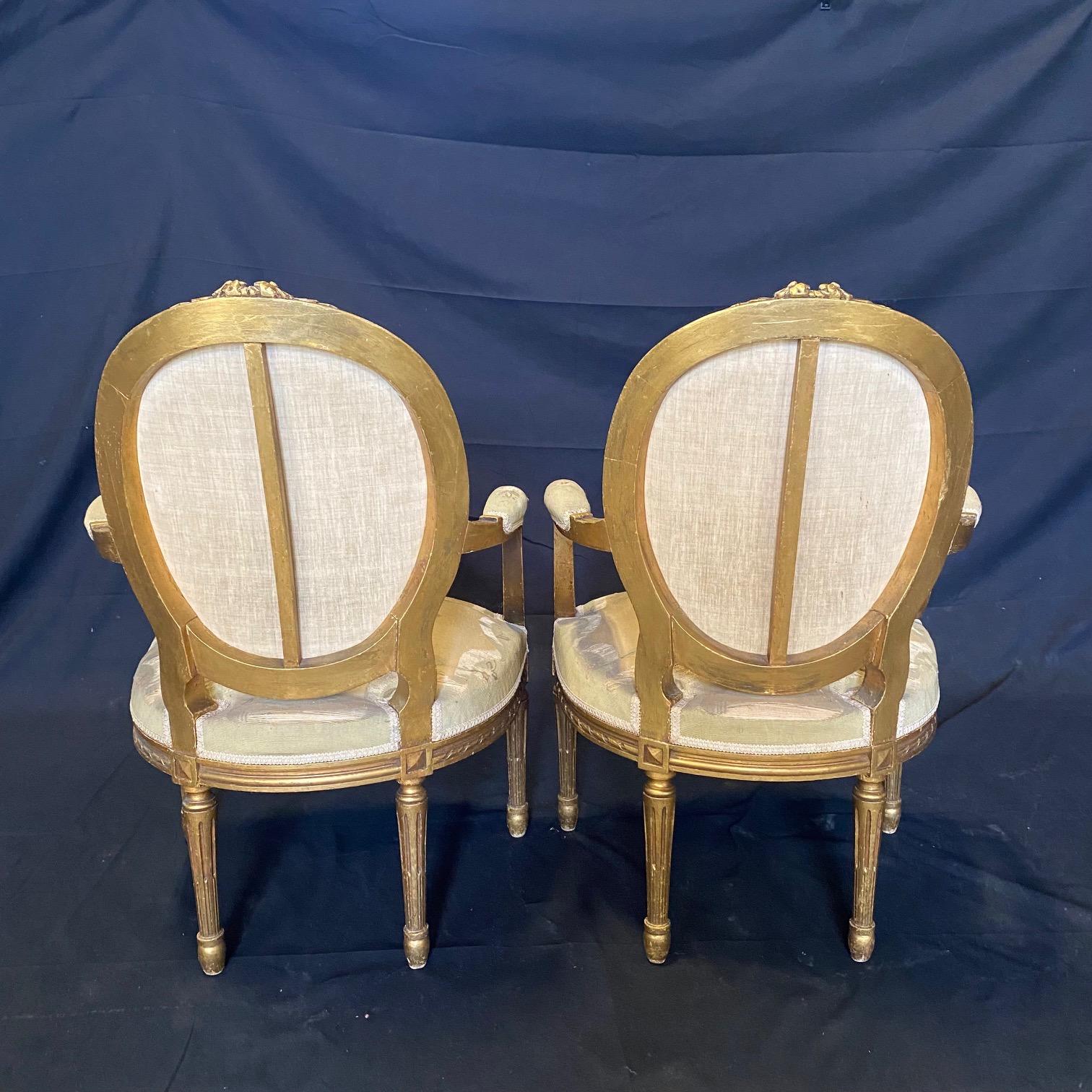 Magnificent 19th C Pair or Set of 4 Armchairs with Aubusson Tapestry Upholstery In Good Condition For Sale In Hopewell, NJ