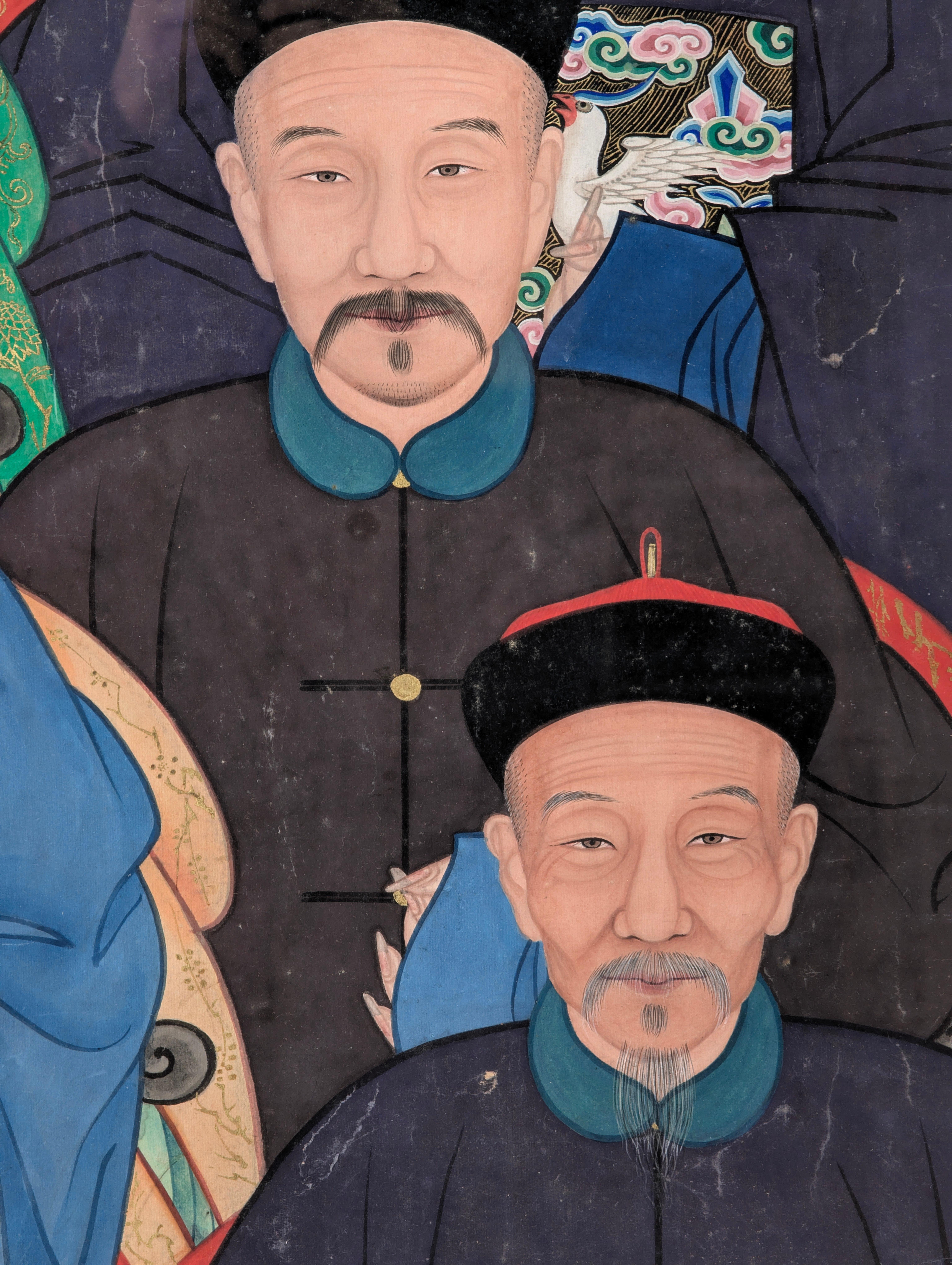 Magnifique portrait ancestral chinois du XIXe siècle de la cour des Qing en vente 4