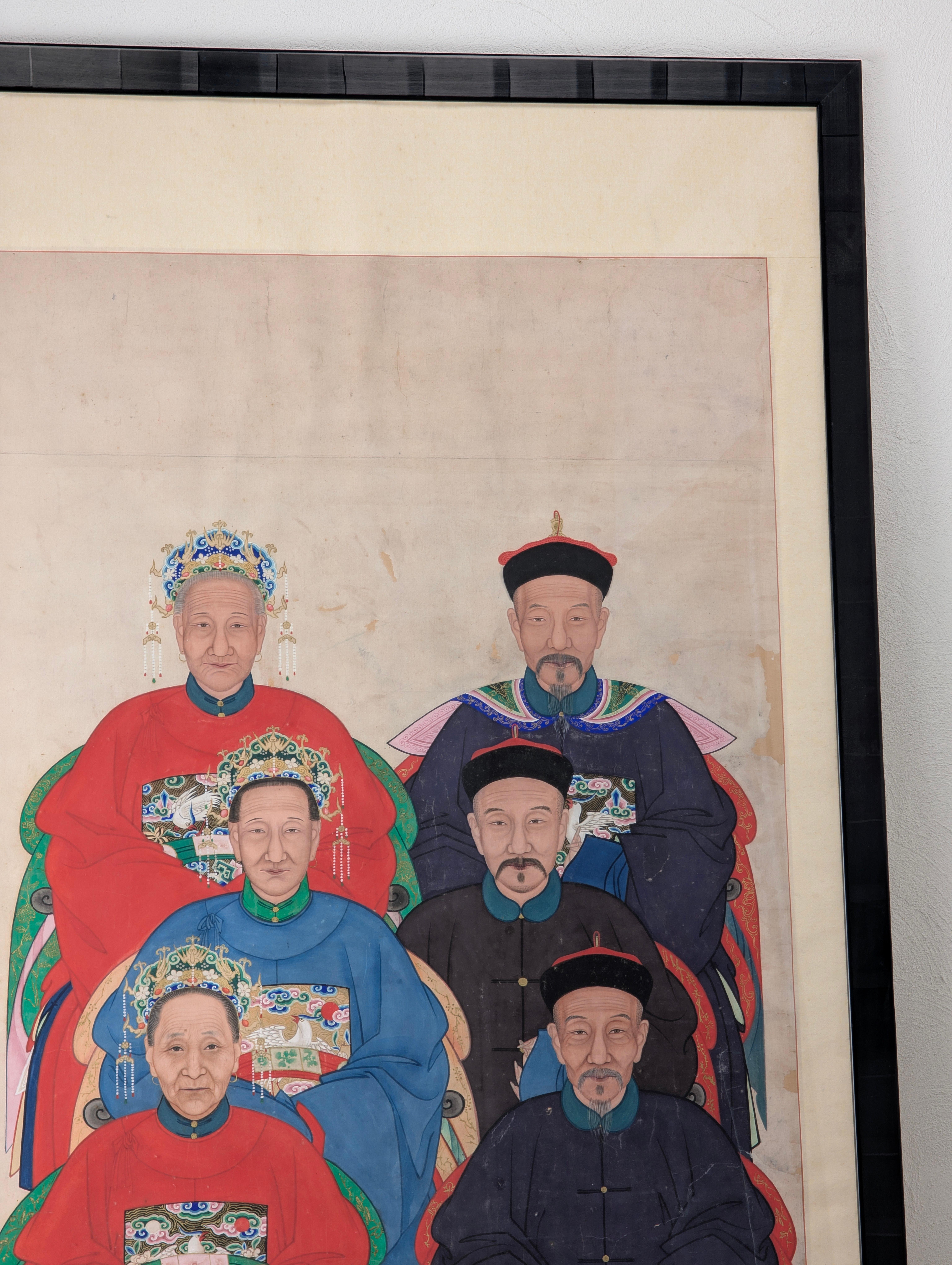 Magnifique portrait ancestral chinois du XIXe siècle de la cour des Qing Bon état - En vente à TORQUAY, AU