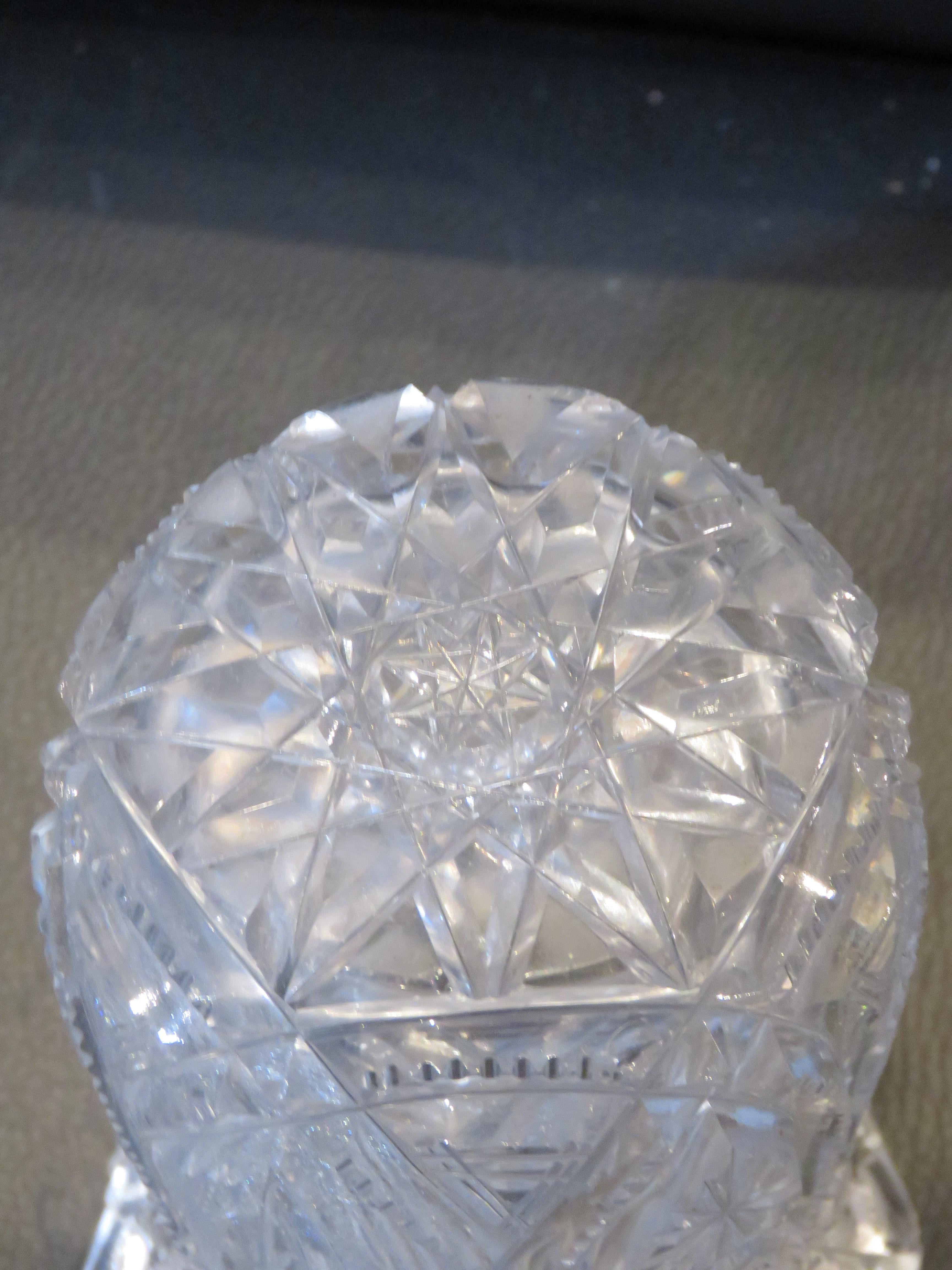 20th Century Magnificent 19th Century Fancy Brilliant Cut Dorflinger Etch Vase Candleholder For Sale